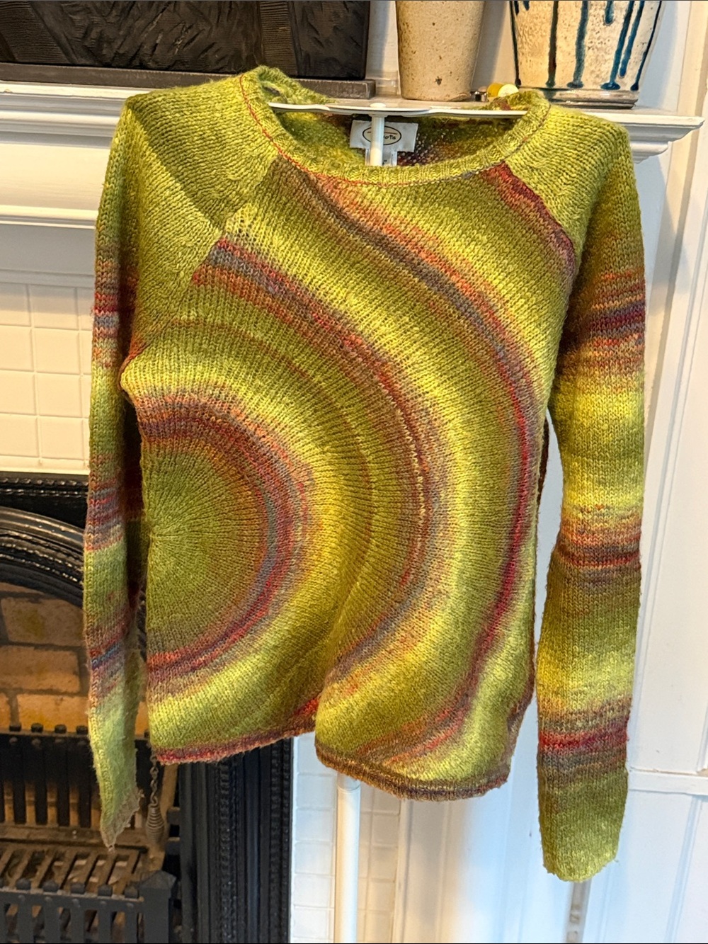 Vintage Talbots Scoop-Neck Sweater with Multicolor swirls- good shape